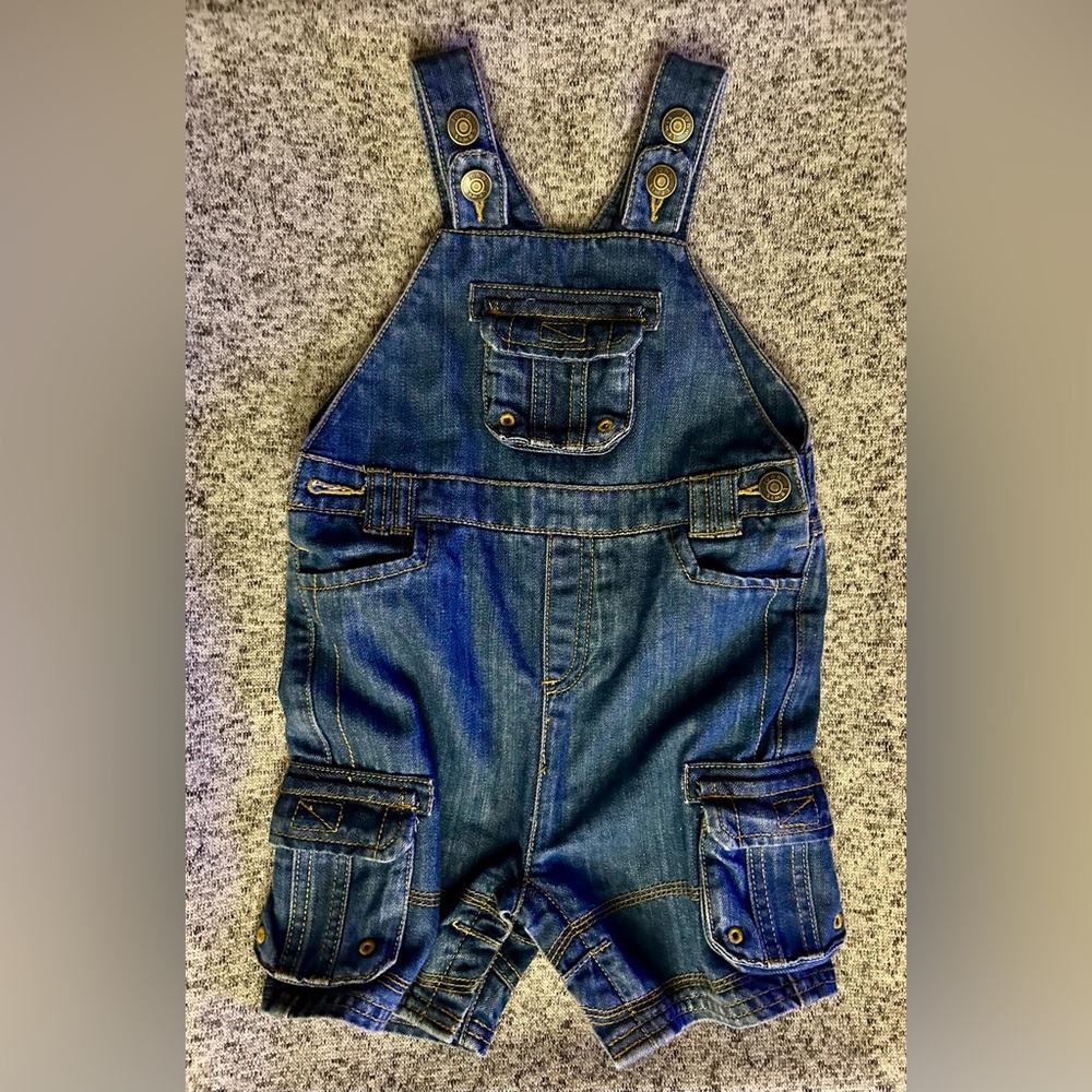 John Lewis Boys Denim Overall Shorts Toddler British Brand 12-18M Easy Care